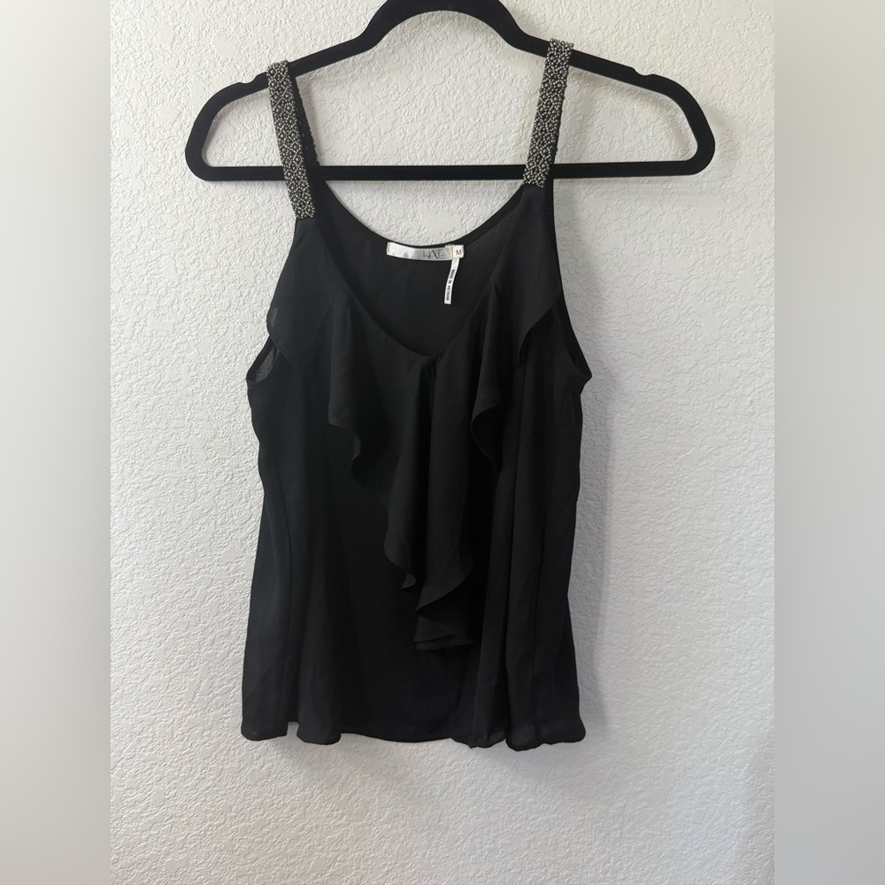 Have Black Ruffle Tank Top